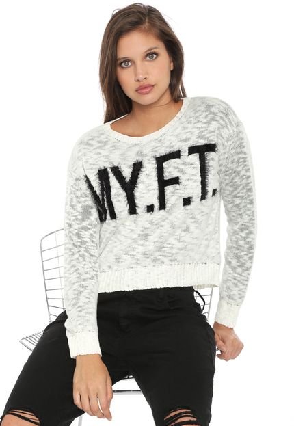 Suéter My Favorite Thing(s) Tricot Lettering Off-White/Preto - Marca My Favorite Things
