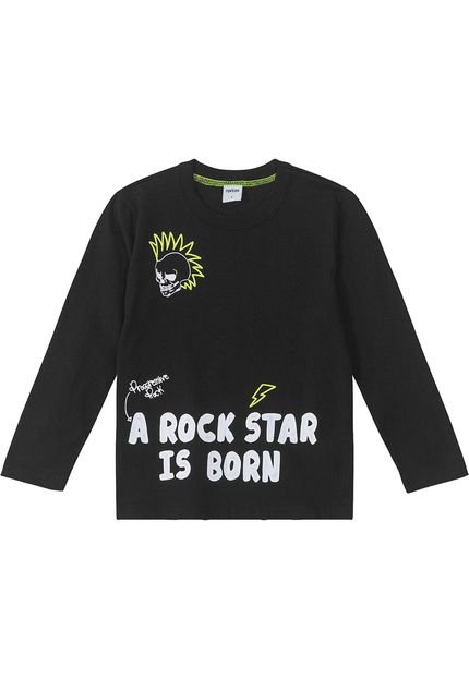 Camiseta Infantil Manga Longa Rovitex Kids  Preto - Marca Rovitex