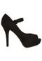 Peep Toe Vizzano Boneca Meia-Pata Embutida Preto - Marca Vizzano