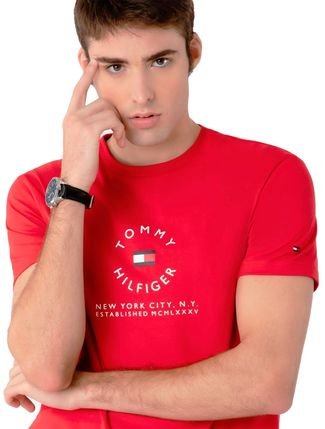 Camiseta Tommy Hilfiger Masculina Roundall Graphic Tee Vermelha