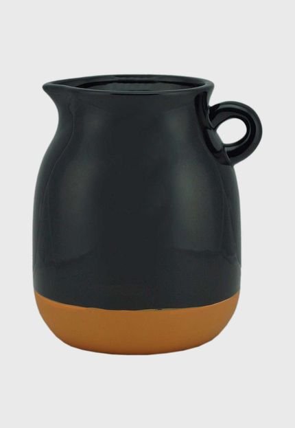 Vaso Cerâmica Jar Vase Milk Pot Glazed Preto 15,2X13,8X17Cm - Marca Urban