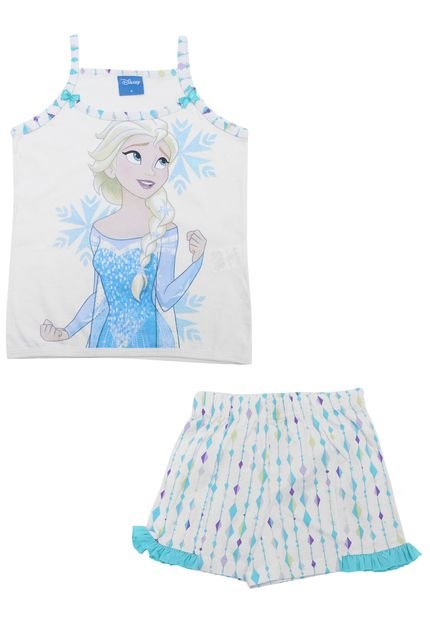 Pijama Lupo Curto Menina Frozen Branco/Azul - Marca Lupo