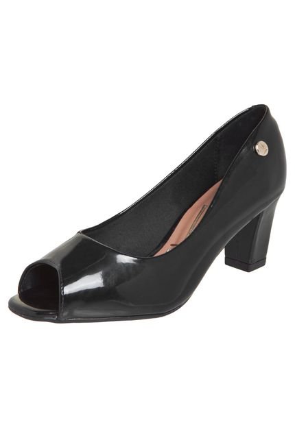 Peep Toe Vizzano Envernizado Preto - Marca Vizzano