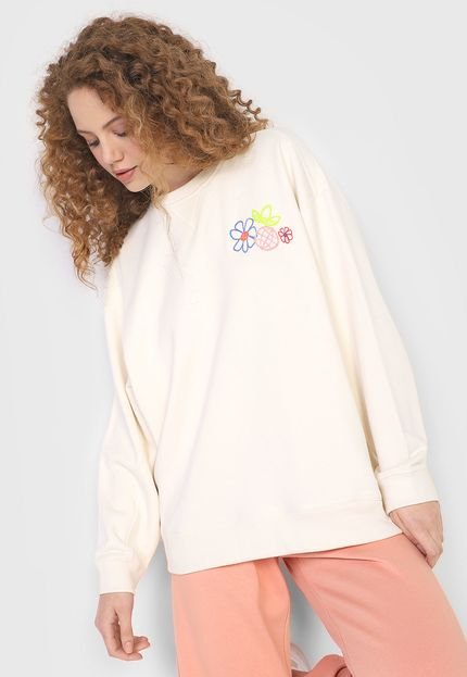 Blusa de Moletom Fechada adidas Originals Floral Off-White - Marca adidas Originals