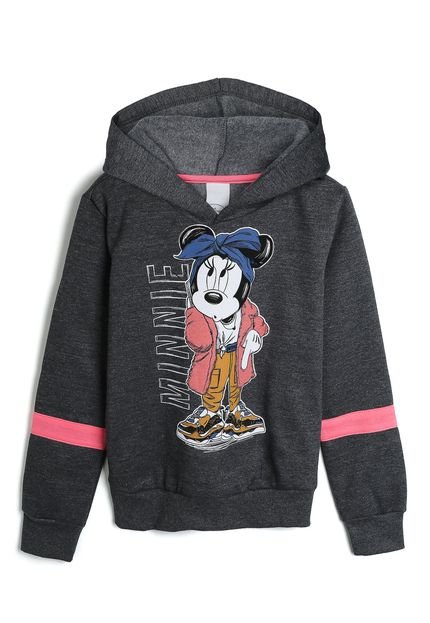 Blusa de Moletom Disney Infantil Minnie Grafite - Marca Disney