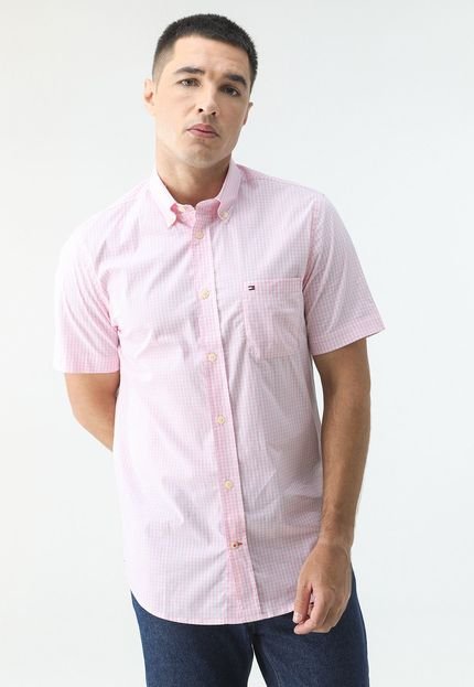 Camisa Tommy Hilfiger Reta Quadriculada Rosa - Marca Tommy Hilfiger
