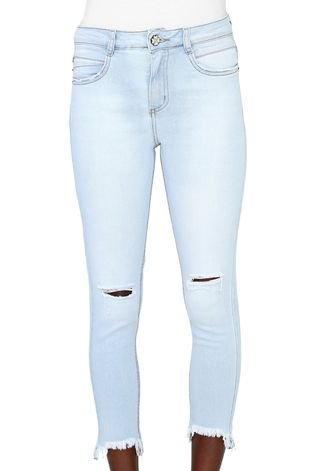 Calça Jeans Indigo Jeans Skinny Cropped Giletado Azul