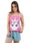 Baby Doll Estampado Estampa Unicórnio Pijama Curto Short e Regata Verão Com Tapa Olho 4 Estações Rosa - Marca 4 Estações