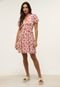 Vestido Trendyol Collection Curto Floral Babado Rosa - Marca Trendyol Collection