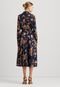 Vestido Lauren Ralph Lauren Midi Floral Azul-Marinho - Marca Lauren Ralph Lauren