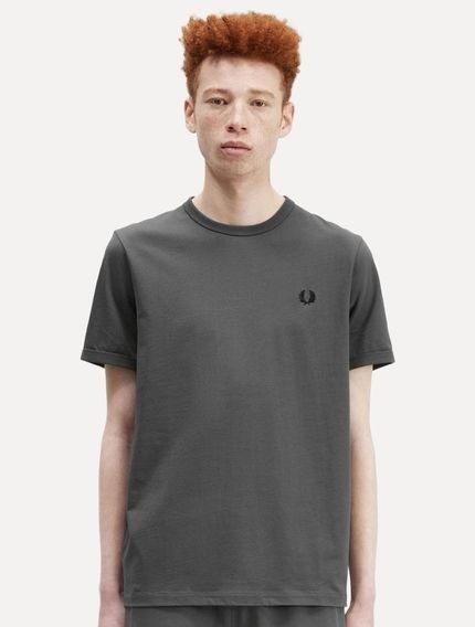 Camiseta Fred Perry Masculina Regular Ringer Logo Verde Escuro - Marca Fred Perry