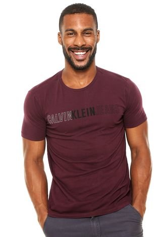 Camiseta Calvin Klein Jeans Logo Vinho