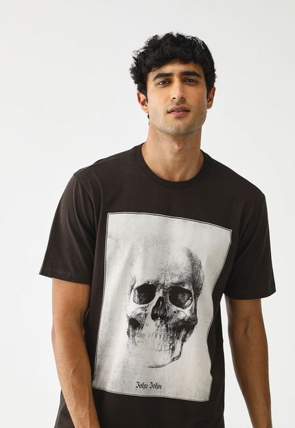 Camiseta John John Reta Estampada Marrom - Marca John John