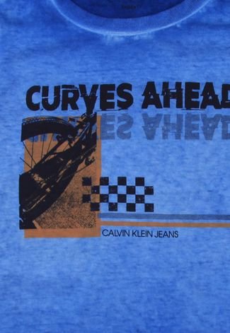 Camiseta Calvin Klein Kids Menino Escrita Azul