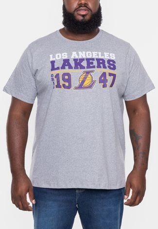 Camiseta NBA Masculina Decade Los Angeles Lakers Cinza Mescla