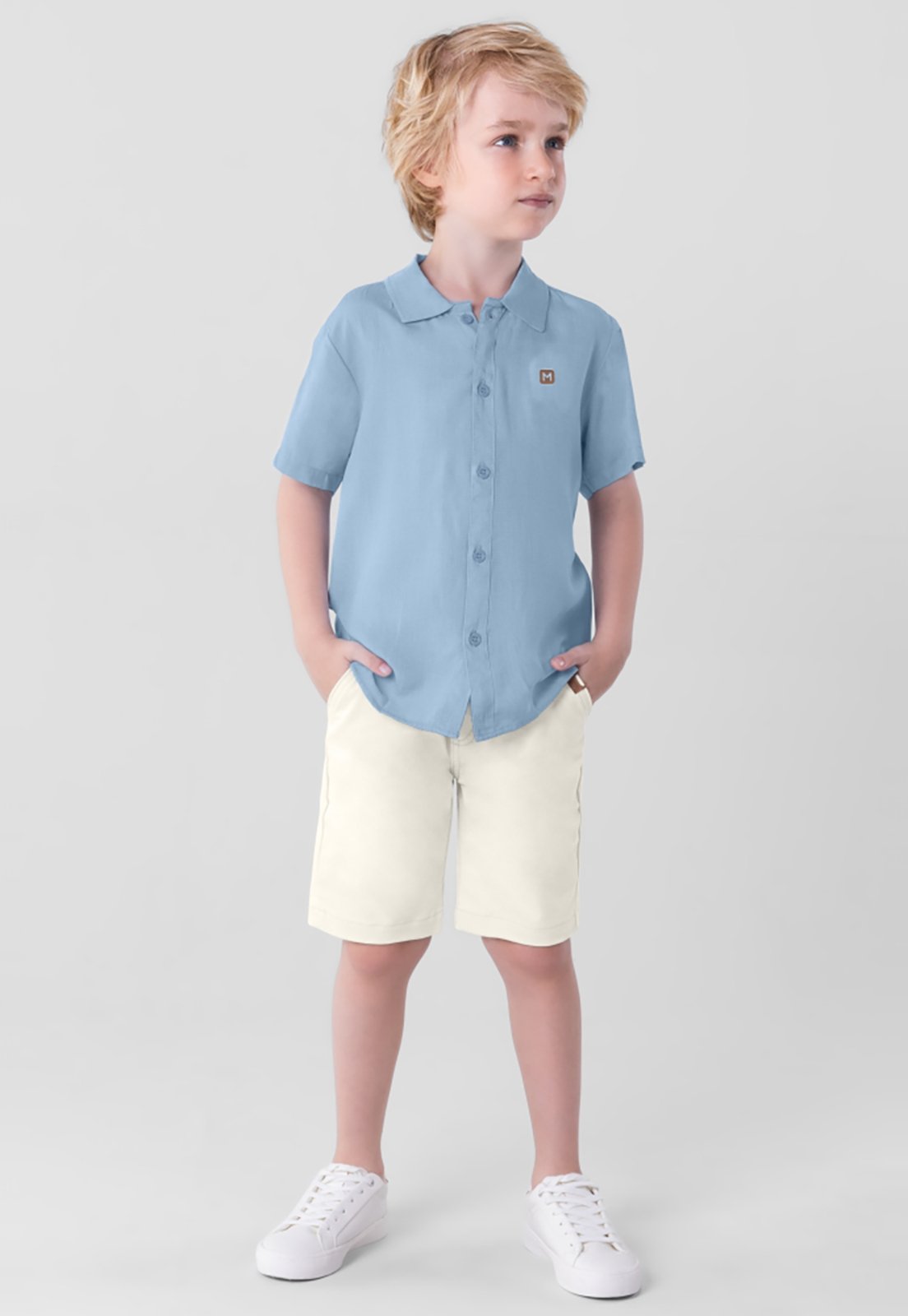 Camisa infantil menino denim Mundi 10 - Marca Brandili