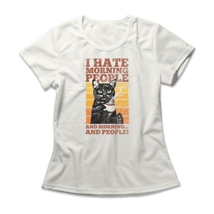 Camiseta Feminina Hate Morning People - Off White - Marca Studio Geek 