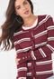 Cardigan Hering Listrado Vinho - Marca Hering