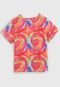 Camiseta Tricae Infantil Tie Dye Com Máscara Rosa/Amarelo - Marca Tricae