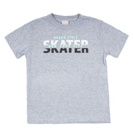 Camiseta Infantil Faraeli Manga Curta Skater Cinza - Marca Faraeli