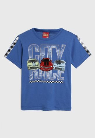 Camiseta Kyly Infantil Carros Azul