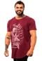 Camiseta Longline Masculina MXD Conceito para Academia e Casual Bones and Flowers Bordô Meia Malha - Marca Alto Conceito