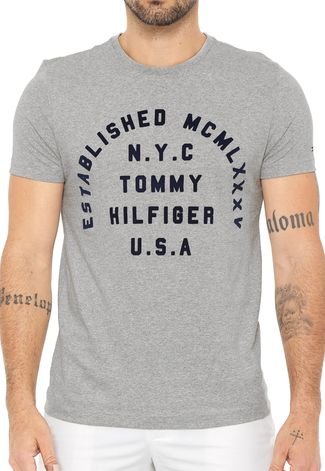 Camiseta Tommy Hilfiger Estampada Cinza