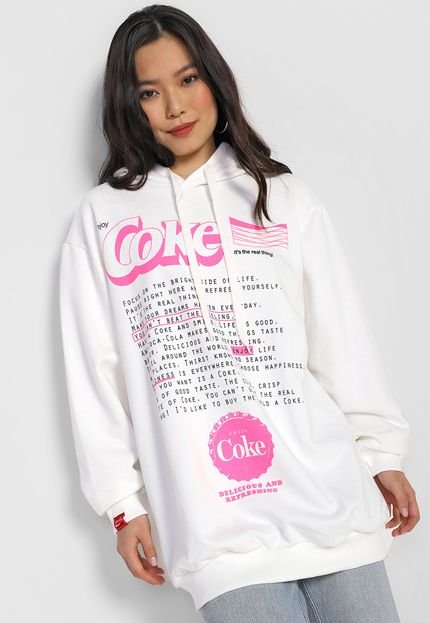 Blusa de Moletom Fechada Coca-Cola Jeans Lettering Off-White - Marca Coca-Cola Jeans