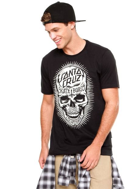 Camiseta Santa Cruz Inked Skull Preta - Marca Santa Cruz