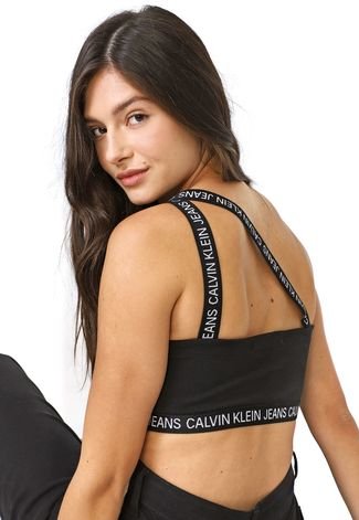 Calvin Klein One Shoulder Bikini Top - Black