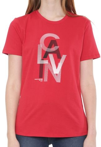 Camiseta Calvin Klein Jeans Estampada Vermelha - Compre Agora