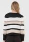 Suéter Tricot Only Listrado Preto/Off-White - Marca Only