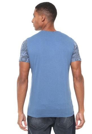 Camiseta Sideway Estampada Azul