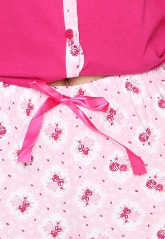 Pijama Bela Notte Romântico Rosa/Branco