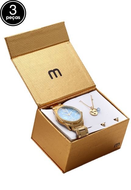 Kit 3Pçs Relógio Mondaine 99128LPMKDE3K1 Dourado - Marca Mondaine