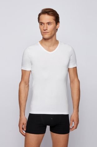 Conjunto 2 Camisetas Gola V BOSS Branco