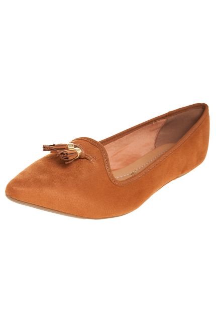 Sapatilha Vizzano Bico Fino Slip On Tassel Caramelo - Marca Vizzano