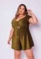 Macaquinho Feminino Plus Size Lurex  dourado - Marca It Curves