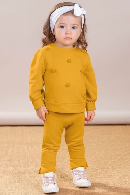 Conjunto Bebê Menina com Pompom Colorittá Amarelo - Marca Colorittá