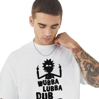 Camiseta Branca Oversized Rick Wubba Lubba Dub Dub