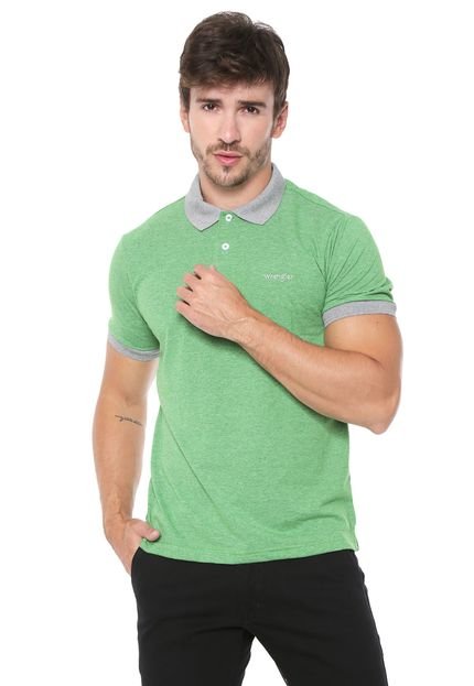 Camisa Polo Wrangler Reta Listrada Verde/Cinza - Marca Wrangler
