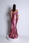 Vestido Longo de Festa Acetinado Tubinho Sereia Tomara que caia um Ombro Fenda Kenya Rosa Queimado - Marca Cia do Vestido