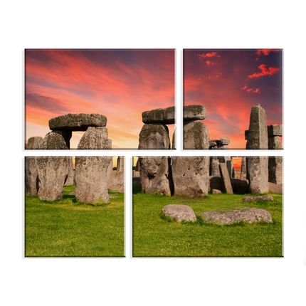 Conjunto de 4 Telas Decorativas Wevans em Canvas 83x103 Stonehenge Multicolorido - Marca Wevans