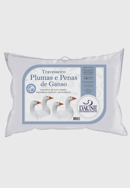 Travesseiro Daune 50x70cm 50 Plumas 50 Penas Branco - Marca Daune