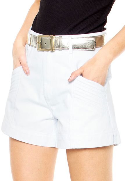 Bermuda Jeans Lança Perfume Hot Pant com Cinto Branca - Marca Lança Perfume