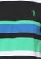 Camiseta Aleatory Listrada Verde/Azul/Preta - Marca Aleatory
