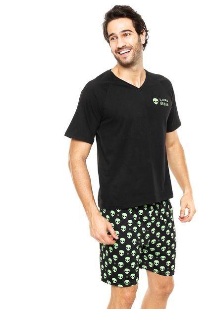 Pijama Lupo Alien Preto - Marca Lupo