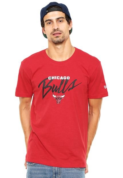 Camiseta New Era Staary Halo Chicago Bulls Vermelha - Marca New Era