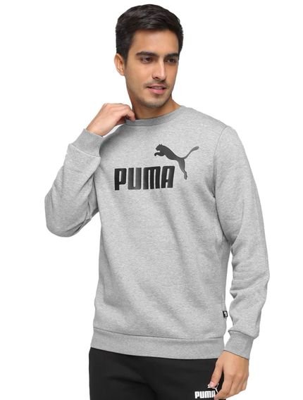 Moletom Puma Masculino Crewneck Essentials Big Logo Cinza Mescla - Marca Puma