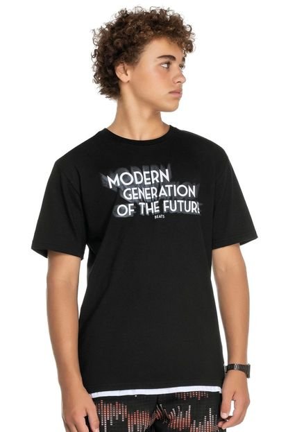 Camiseta Juvenil Menino Beats Modern Generation Elian Preto - Marca Elian